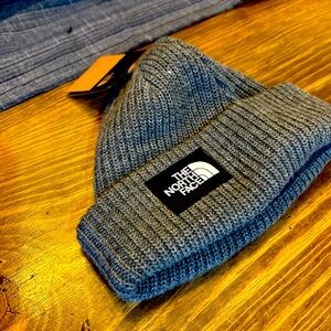 NWT Mens The North Face Salty Dog Lined Cuffed Beanie Hat Ski Cap Gray Black